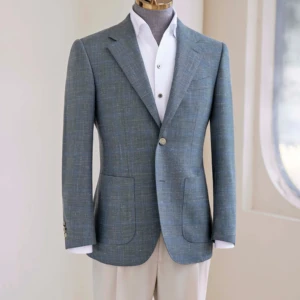 Men's Haute Couture Bespoke Wedding Suit 100% Wool 120-150' Super British Fabric Single Breasted Pant Coat Design