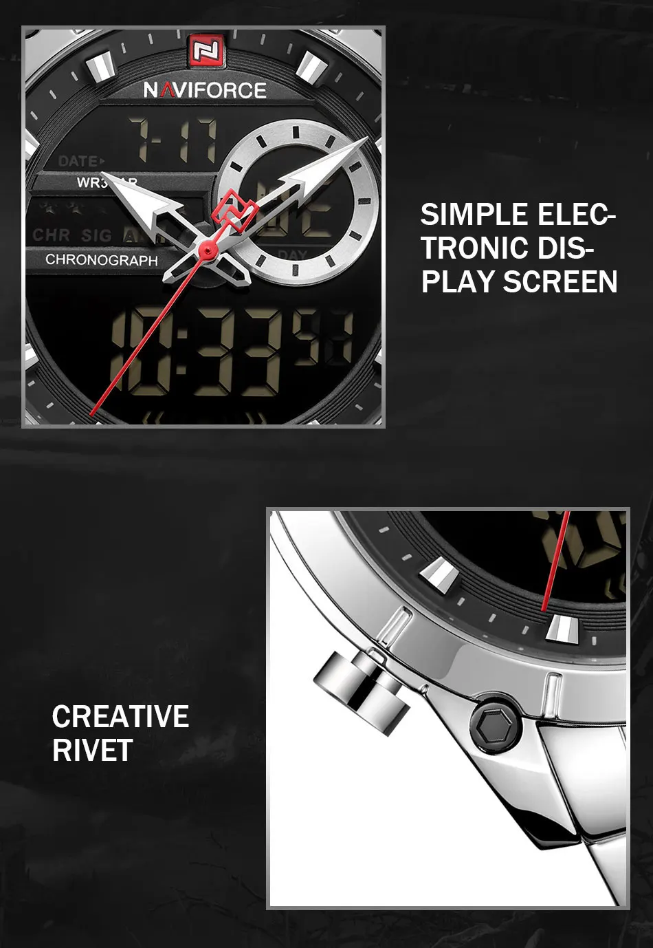 NAVIFORCE 9163 Relógios de Quartzo Masculinos de Moda com Logo Personalizado Boa Qualidade Baixo MOQ em Promoção Novo Lançamento Pulseira de Aço Inoxidável