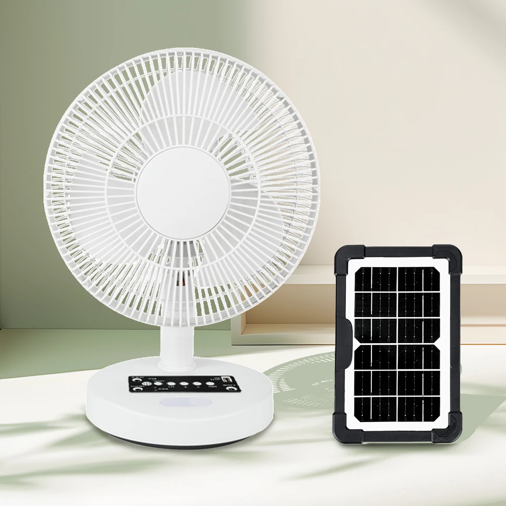 New Modern 12 Inch Dc Ac Charging Usb Rechargeable Table Solar Power Electric Fan With Solar Panel