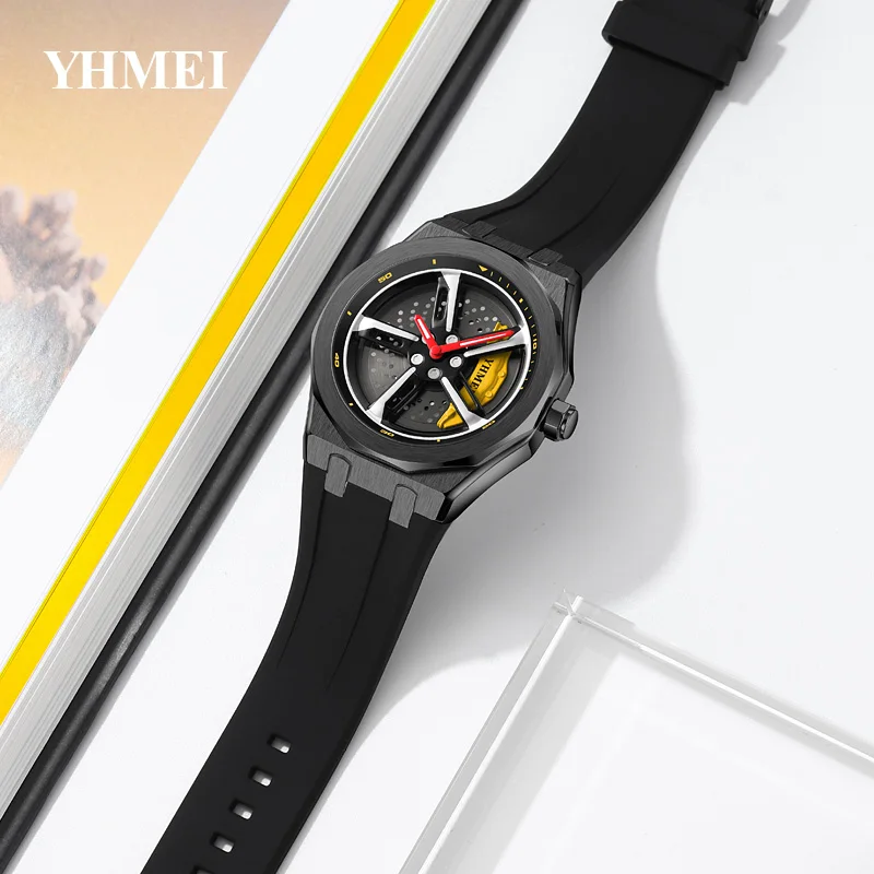 Hip Hop Watches Spinning Fashion Car Wheel Watch 3D Hollow Dial