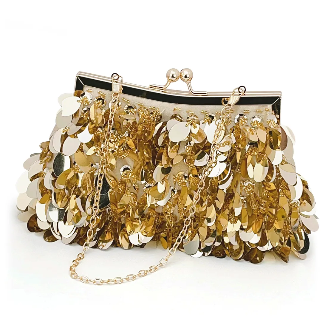 New Style Wholesale Big Sequin Clutch Bag Handmade Beaded Evening