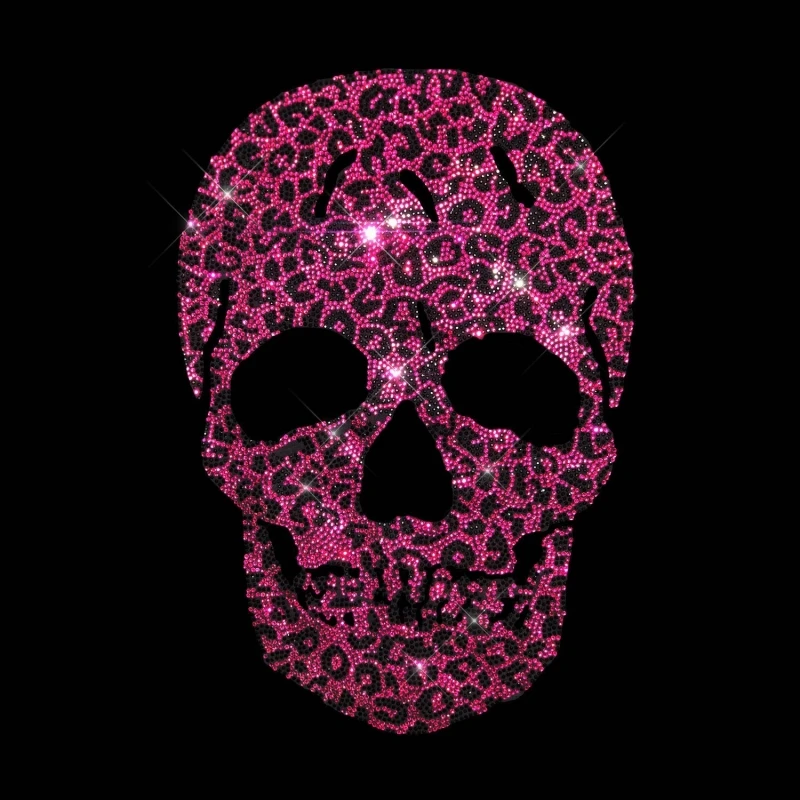 Custom logo crystal rhinestone heat transfer skull hoodie design green rhinestone motif