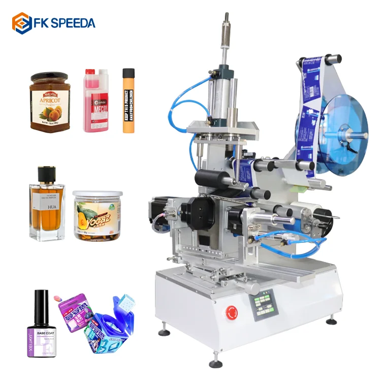 Desktop FK616 Semi Auto  Manual Wrap Around Flat square Bottle  Addesive Label Applicator Machine square Bottle with Low Price