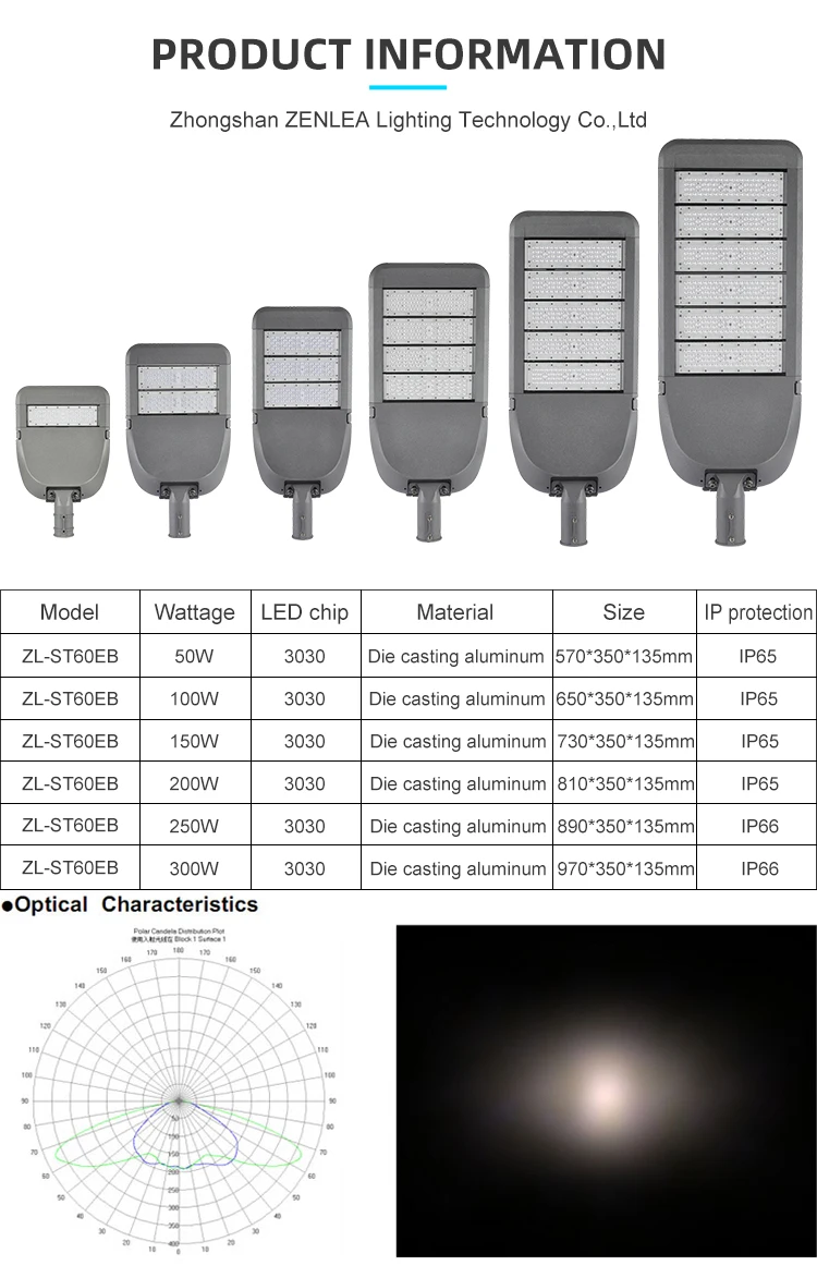 High Lumen Outdoor Waterproof IP65 Die Casting Aluminum 50w 100w 150w 200w 250w 300w Smd Led Street Light