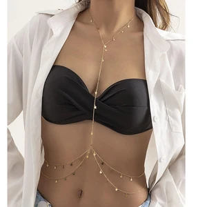 Stainless Steel 18k Gold Plated Body Chain Decoration Zinc Alloy Sexy Beach Fashion Jewelry Body Chain Necklace for Women