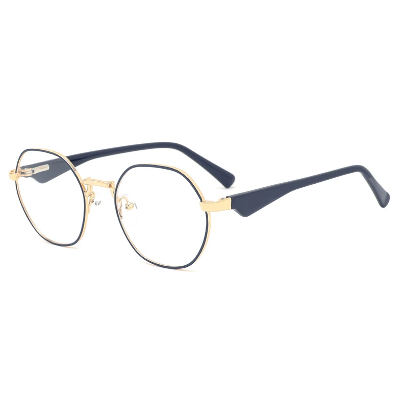 WR1077 Classic Blue Metal Acetate Full-Rim Solid Durable Optical Frame Eyeglasses for All Face Shapes Spring Temple-Outdoor Use