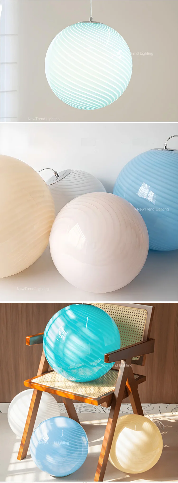 cpl 443 artistic wabi sabi round chandelier  textured glass globe suspension light for restaurant  hotel bar-3