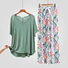 Matcha green red heart flower white pants