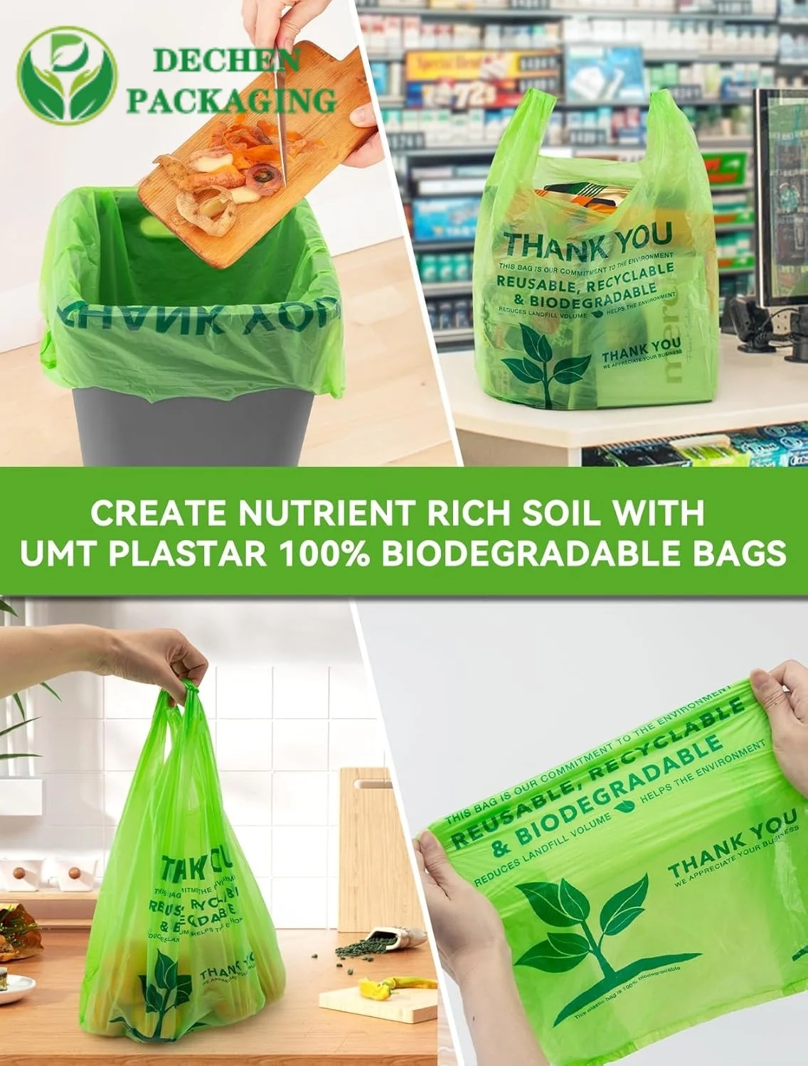 Sacs en plastique Logo de supermarché &amp;amp; Sacs de supermarché avec logo personnalisé