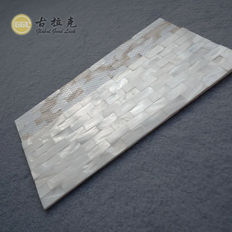 White Mother of Pearl Shell Seamless Mosaic Tiles Nature Sea Shell For Furniture manufacture