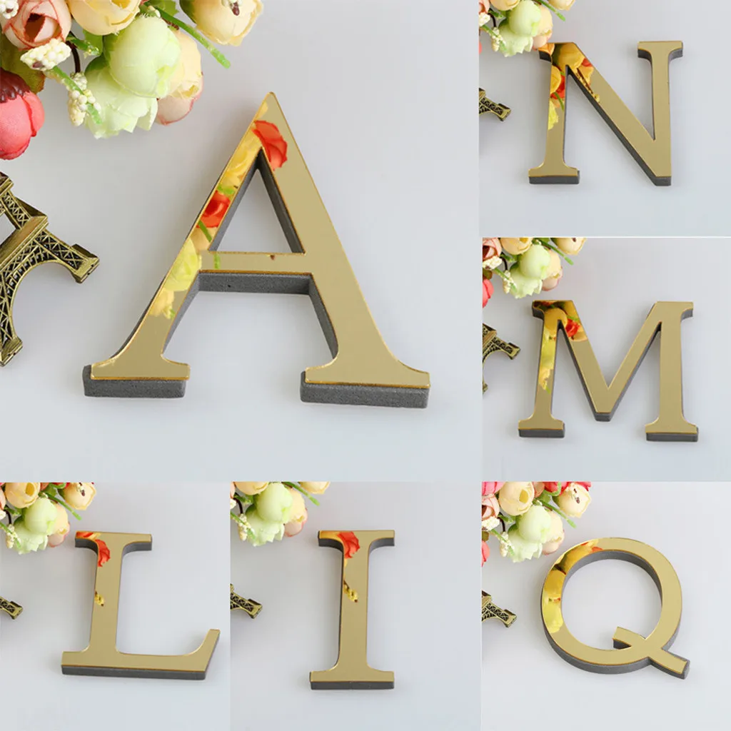 10CM 3D Letras Espelho Adesivos de Parede Para O Logotipo Nome Do Amor Do  Casamento Letras Inglês Alfabeto de Parede Decoração Da Sua Casa, image size:1024x1024