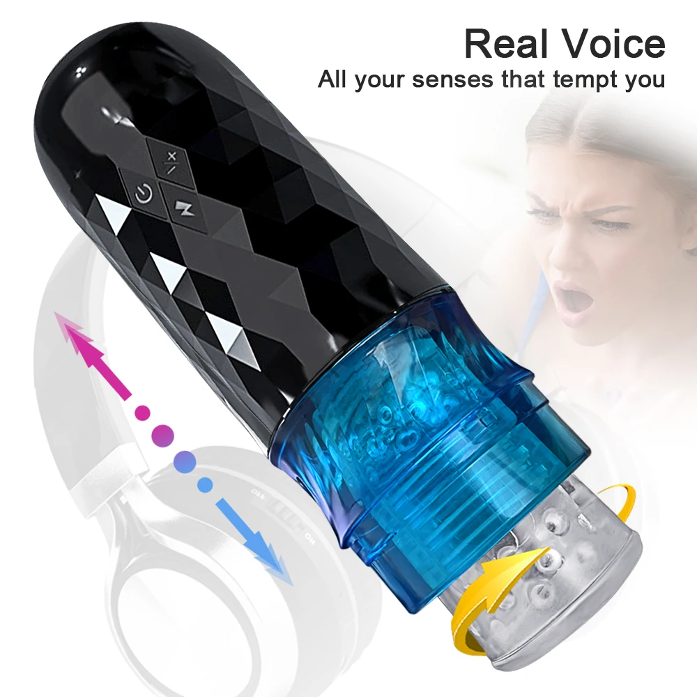 ALWUP 10 Speeds Telescopic & Rotating Male Masturbator Cup Soft Silicone Pussy Sex Toys Electric Sex Toys Massager