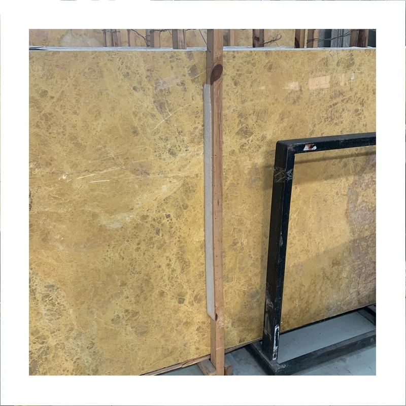 Tile Lantai Slab Emas dan Tile Meja Kopi Marmer