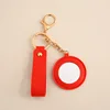 Red round mirror