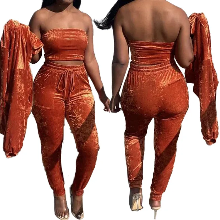 Новое поступление, Осенний однотонный Бархатный комплект больших размеров с логотипом на заказ, спортивные штаны и толстовка, сексуальный женский костюм для бега, спортивный костюм