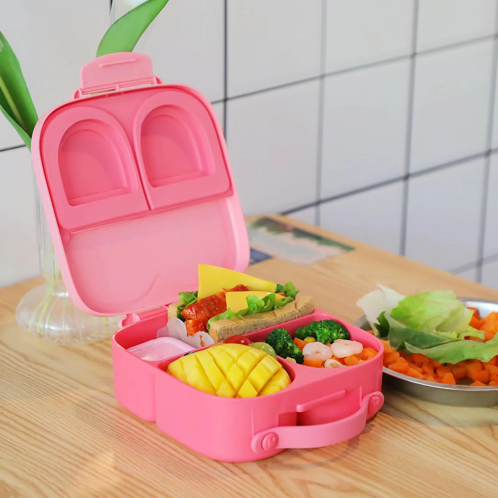 Children Stainless Steel Portable Lunch Box Leakproof Compartmentalized Lunch Box Thermal