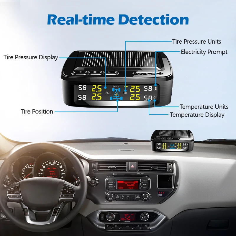SPY Digital Tire Pressure Monitoring System with External Sensor and LCD Display Car Tire Pressure Gauge