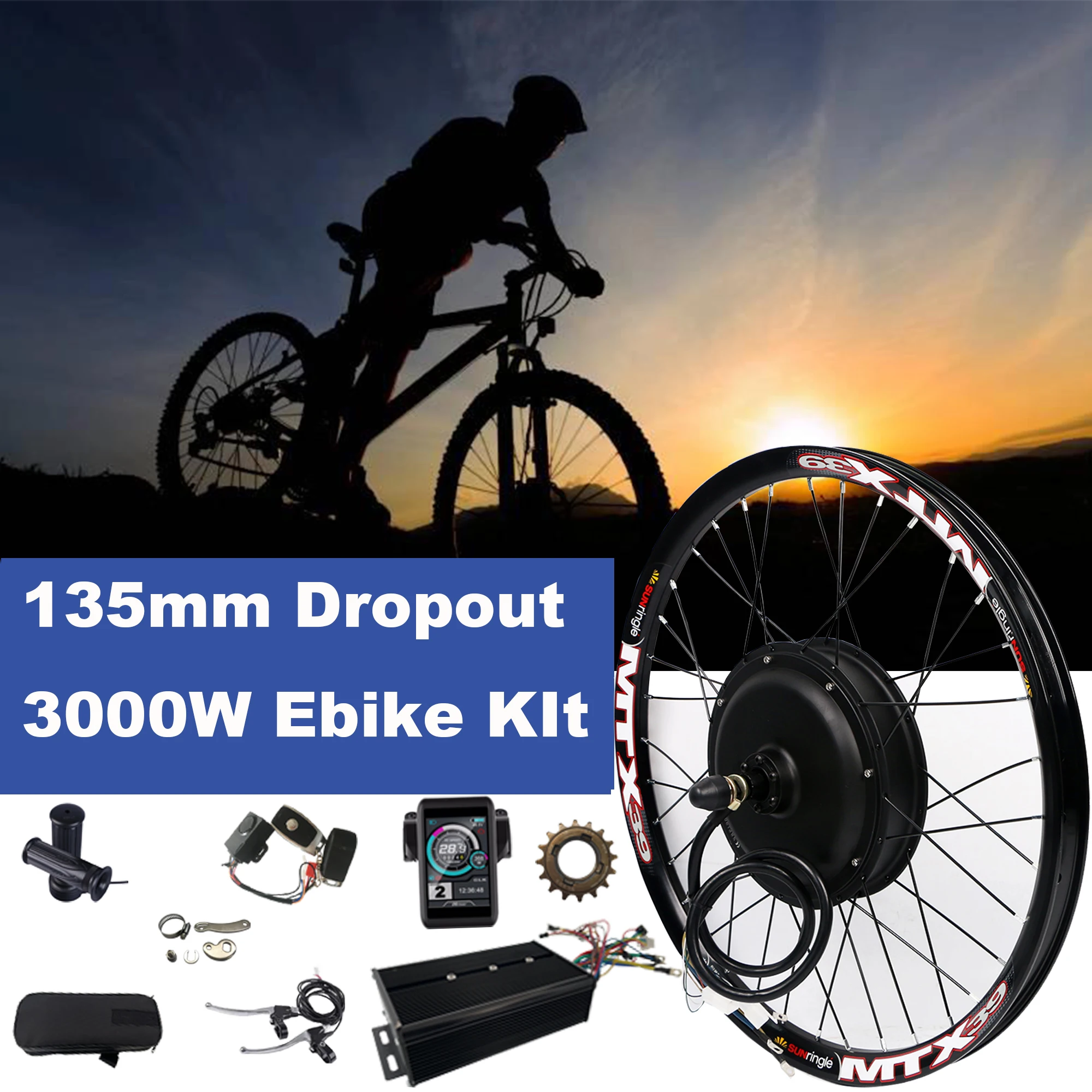 Ebike Conversion Kit, 72V 3000W Electric Bicycle Kit, 26 Rear Wheel E-Bike  Cycle Motor Conversion Kit Hub Motor Wheel with Intelligent Controller