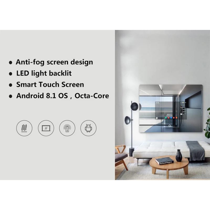 Best Prices Magic Mirror Full Function Glass TV Smart Android Led Mirror With Touch Screen Wifi Blue Tth
