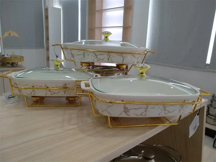 L4145a Chafing Dish Gold Serving Dishes Stand Dishes Set Wedding
