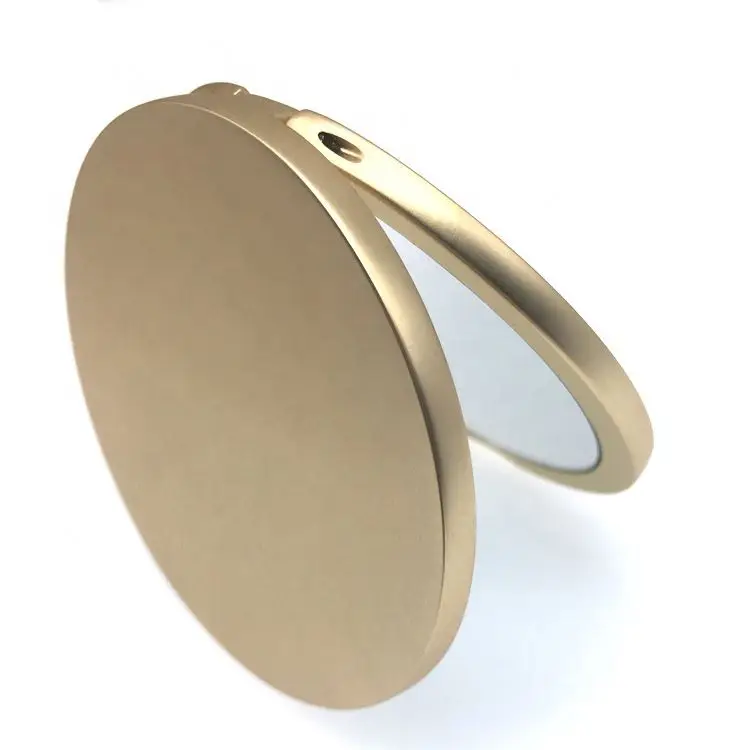 Factory Supply Customized Logo Right-angle Side  Plain Metal Matte Pocket Mirror Foldable Double-Sided Makeup Mirror