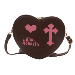 Hot Sale Fashion Cross Skull Printed Love Heart Shape Women Messenger Bag