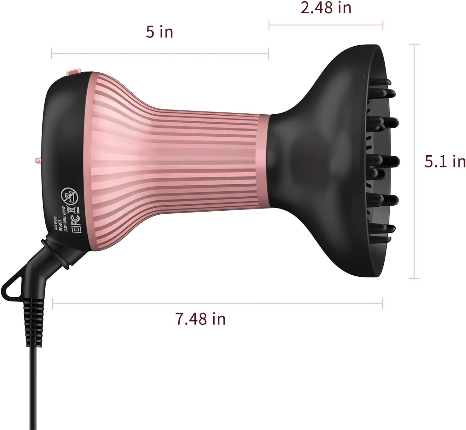 Diffuser Salon Universal Diffuser Hair Dryer Hair Dryer Professional Salon 600W High Speed Nozzle Attachment
