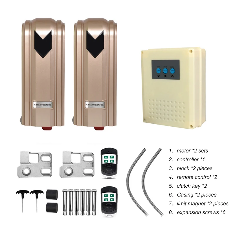 Hot Selling Heavy Duty Well Remote Control Durable Stainless Automatic Smart Rolling Wheel Operator Swing Gate Motor Door Opener