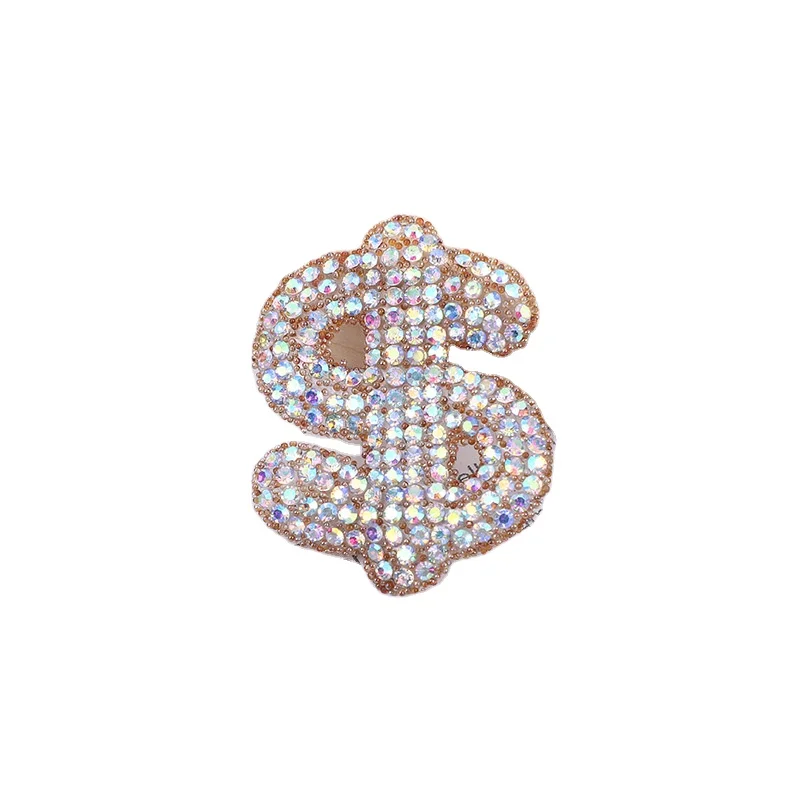 Free sample Sparkly Colored Iron-on Crystal Rhinestone Patches luxury designer patches for hats