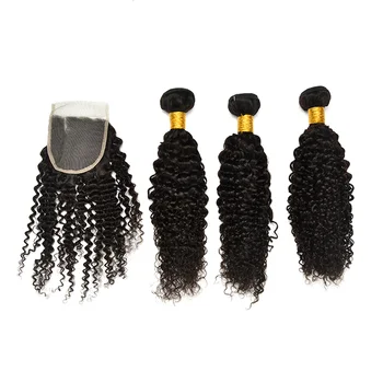 Black girls with long curly hair, real human hair bundles curly unprocessed hair