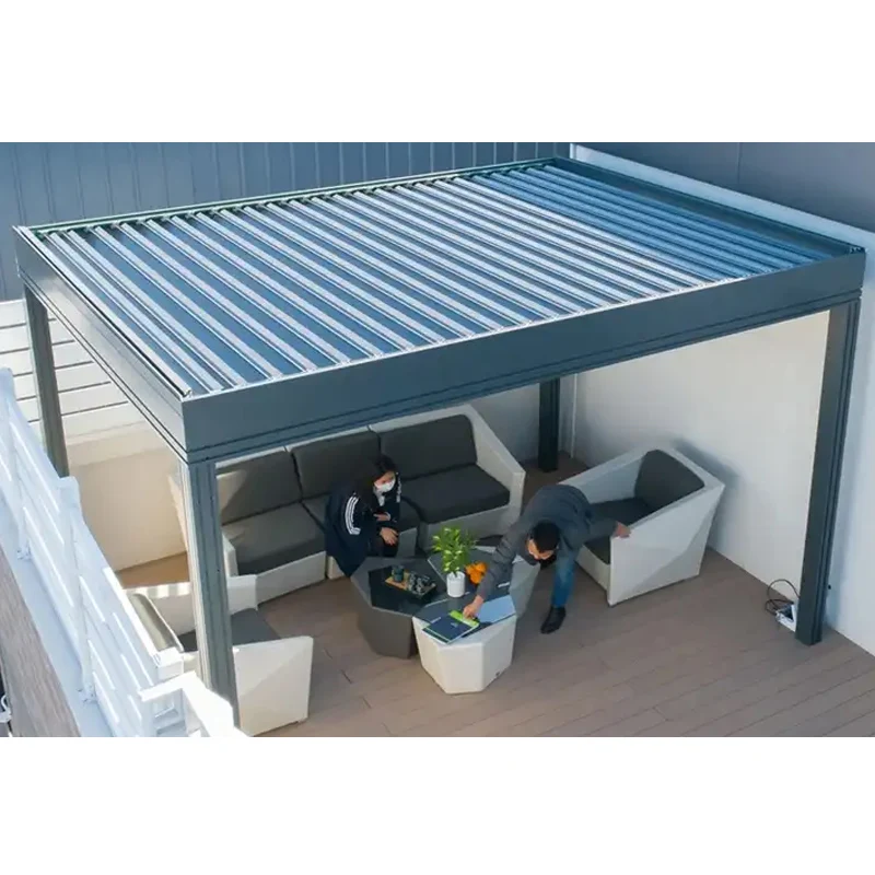 Buiten aangepast automatisch schaduw aluminium pergola dak kit systeem