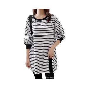 2026 Plus-size Long-sleeved Striped Pullover Loose Round Neck Breastfeeding Fall Cross Open Breastfeeding Dress