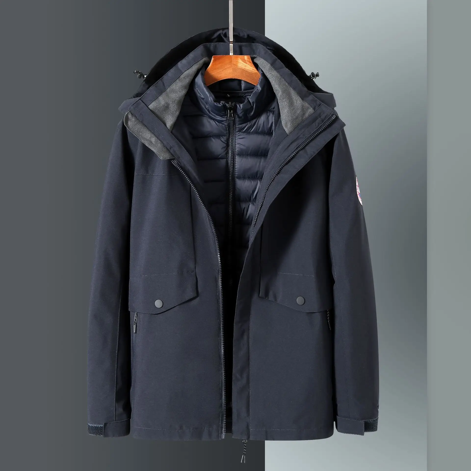 Reversible 100 Polyester Cotton Thick Hood down Jacket Fabric