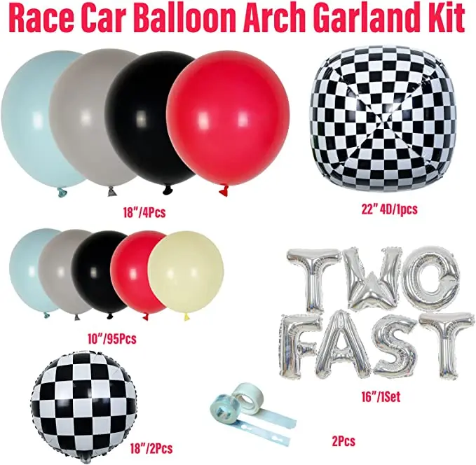 Race Car Balloon Arch Garland Kit Racing Car Party Decorations With