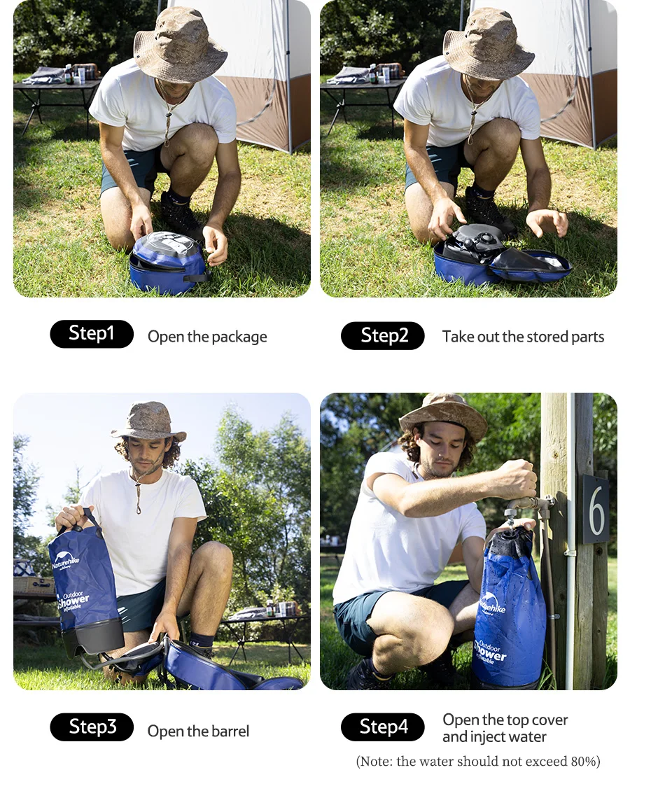 Naturehike Camping Shower Footpress Multifunction Outdoor Portable