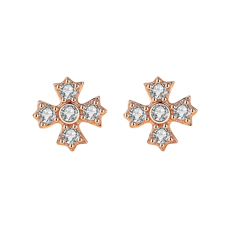 Wholesaler Earring Bling Crystal Rhinestone Women Gift Cross 925 Silver Korean Stud Earring Jewelry(图6)