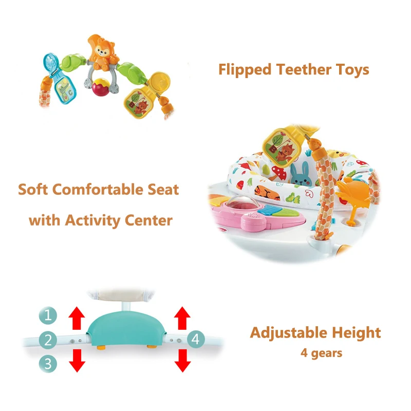 Baby Learning Walker Bounce Jump Chair Activity Bouncer Baby Jumperoo with Lights & Music