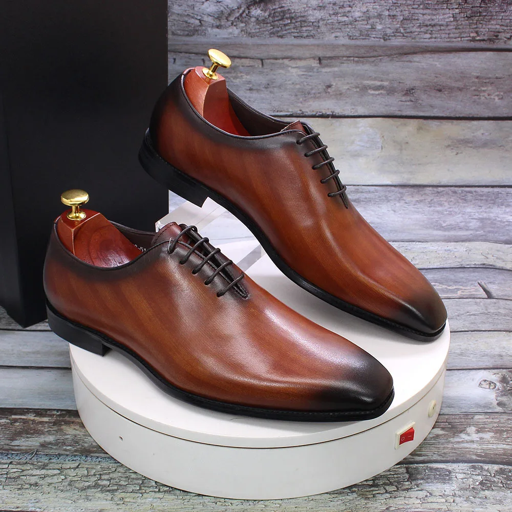 Men's Dress Shoes Italian Style Formal Genuine Leather Shoes Lace-up  Handmade Loafers Business Formal Oxford Shoes for Men