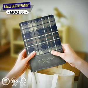 Low MOQ A5 A6 Tartan Fabric Hard Cover Custom Logo Daily 365 Day Undated Yearly Monthly Weekly Supplies Gift Planner Notebook