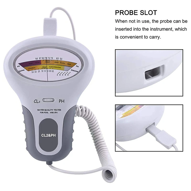 2 in 1 PH Chlorine Meter Tester PC-101 PH Tester Chlorine Water Quality Testing Device CL2 Measuring for Pool Aquarium