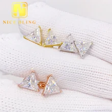 925 Sterling Silver Luxury VVS GRA Gertificate Triangle Cut Men Women Custom Fine Jewelry Moissanite Stud Earrings