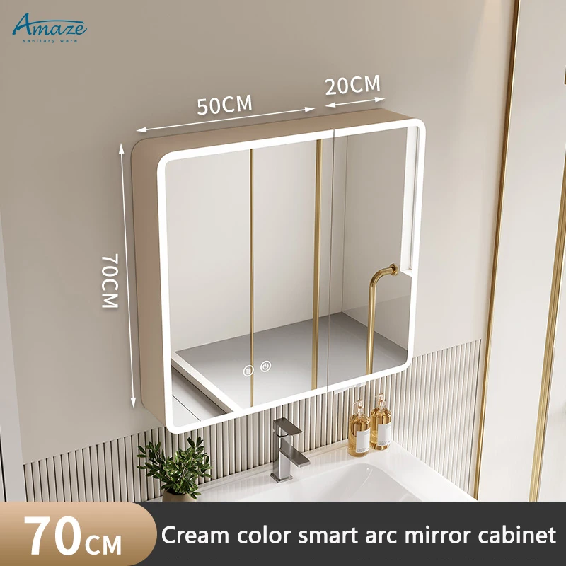 Wholesale aluminum wall mounted bathroom design smart mirror cabinet touch screen led cabinet mirror details