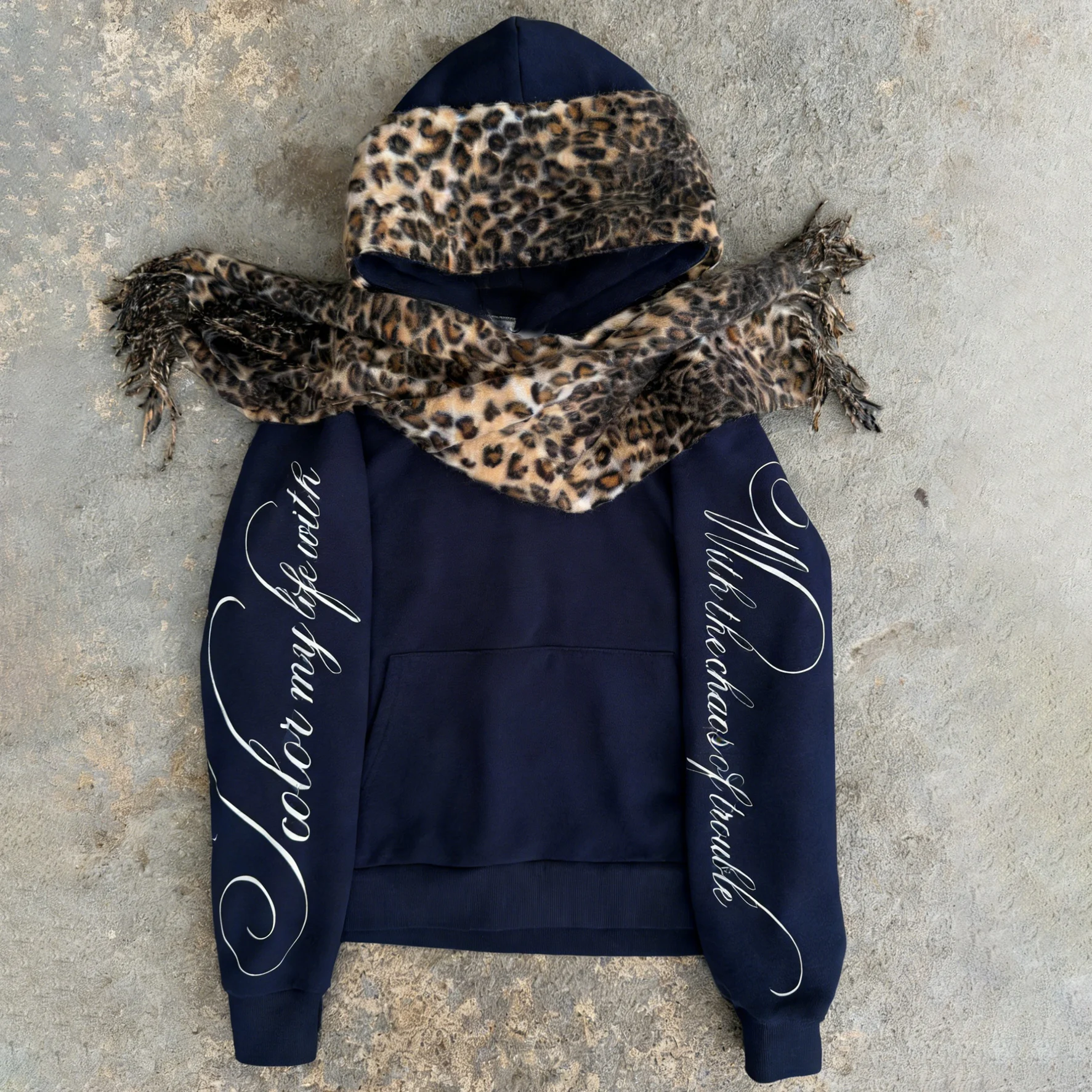 Custom Streetwear Leopard Print French Terry Turban Abaya Double Hooded Boxy Fit Crop Pullover Blank Men's Hoodie & Sweatshirt gallery 3