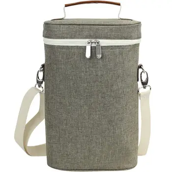 Custom insulated wine cooler bag 2 bottle leather wine cooler tote with adjustable shoulder strap Wine carrier tote bag for Men