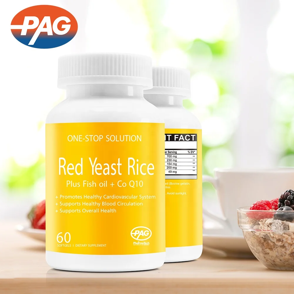 Private Label Custom Formula Fish Oil EPA DHA Red Yeast Rice With Coenzyme Q10 Extract Softgel
