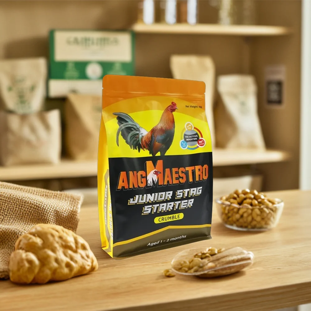 1kg Reusable PE Stand Pouch Spices Food Self-Supporting Ziplock Doypack Chicken Feed Packaging Bags with Customized Printing