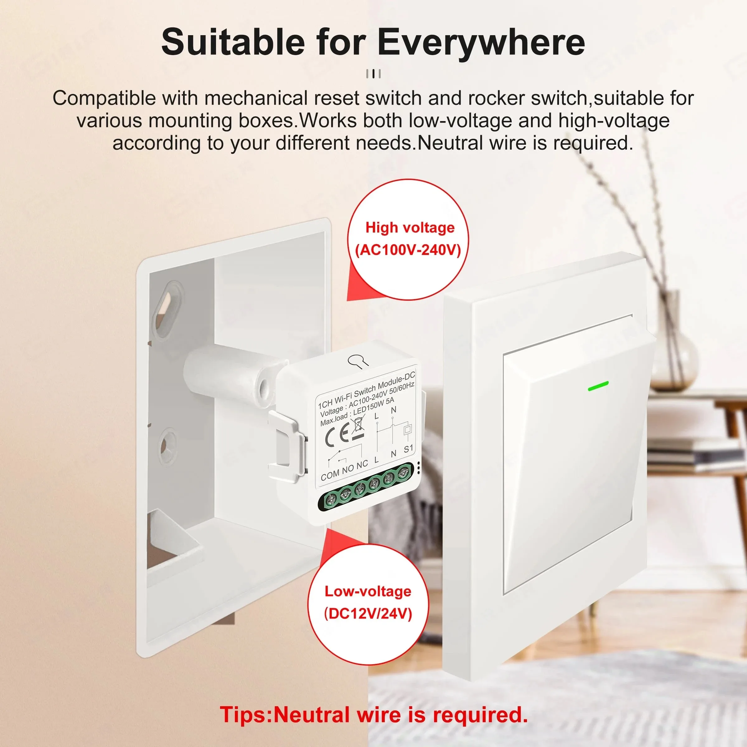 Tuya WiFi Clean Contact Switch Module DC 12/24V Tuya WiFi Clean Contact Switch Module DC 12/24V