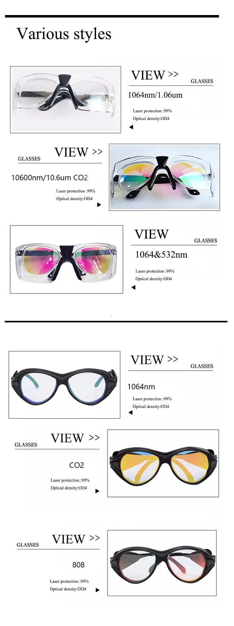 laser eye protection goggles 10600nm safety goggles protective goggle for CO2 laser 9000-11000nm