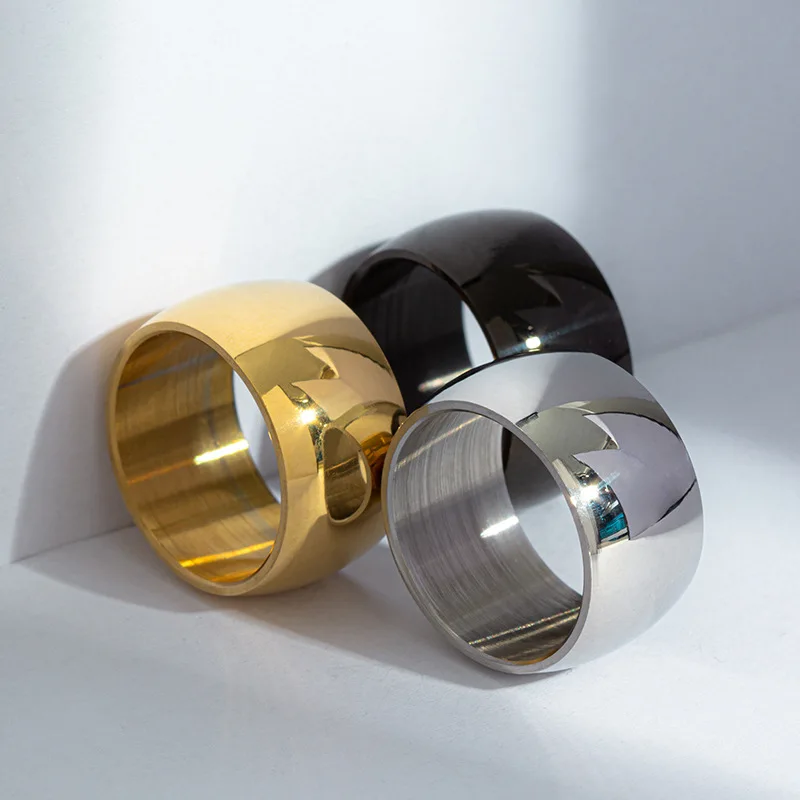 Hip Hop Punk Style 12MM Wide Ring Men's Smooth Ring Hand