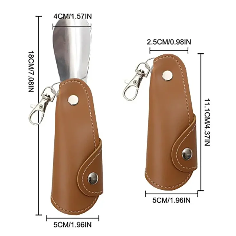 Stocked Foldable Shoe Horn PU Leather Shoehorn Keychain
